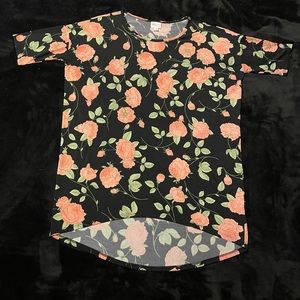 LuLaRoe black & pink floral tunic, size S